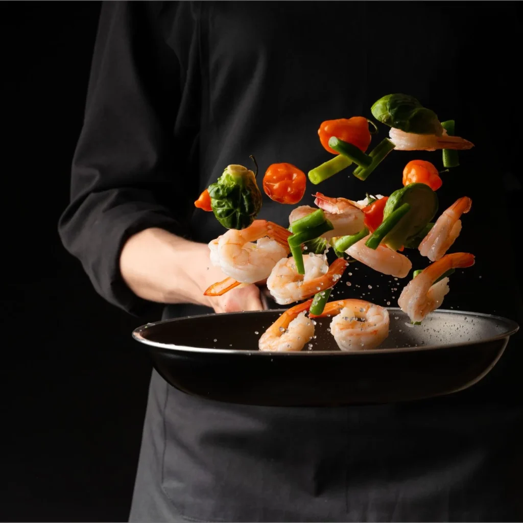 Italian chef preparing fresh ingredients